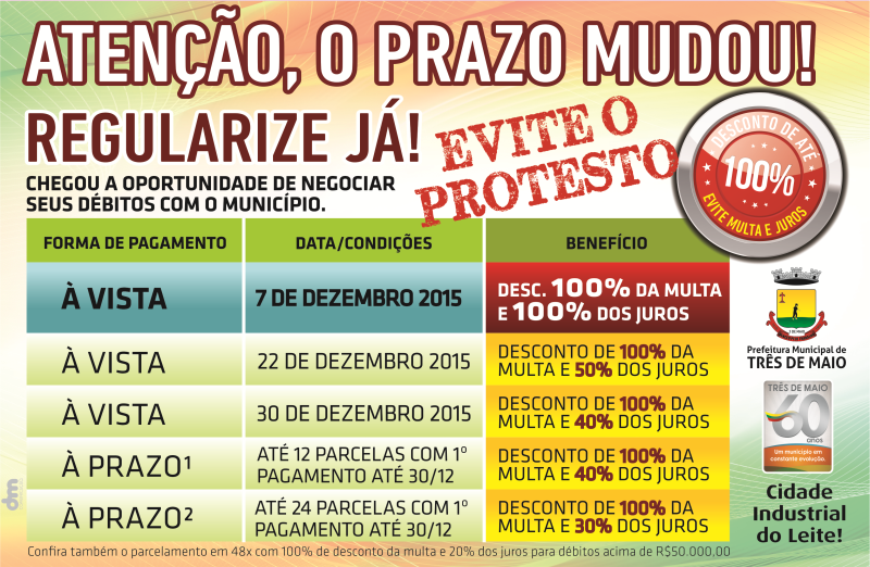 LEI Nº 2.889/2015 ALTERA PROGRAMA DE RECUPERAÇÃO FISCAL DE TRÊS DE MAIO